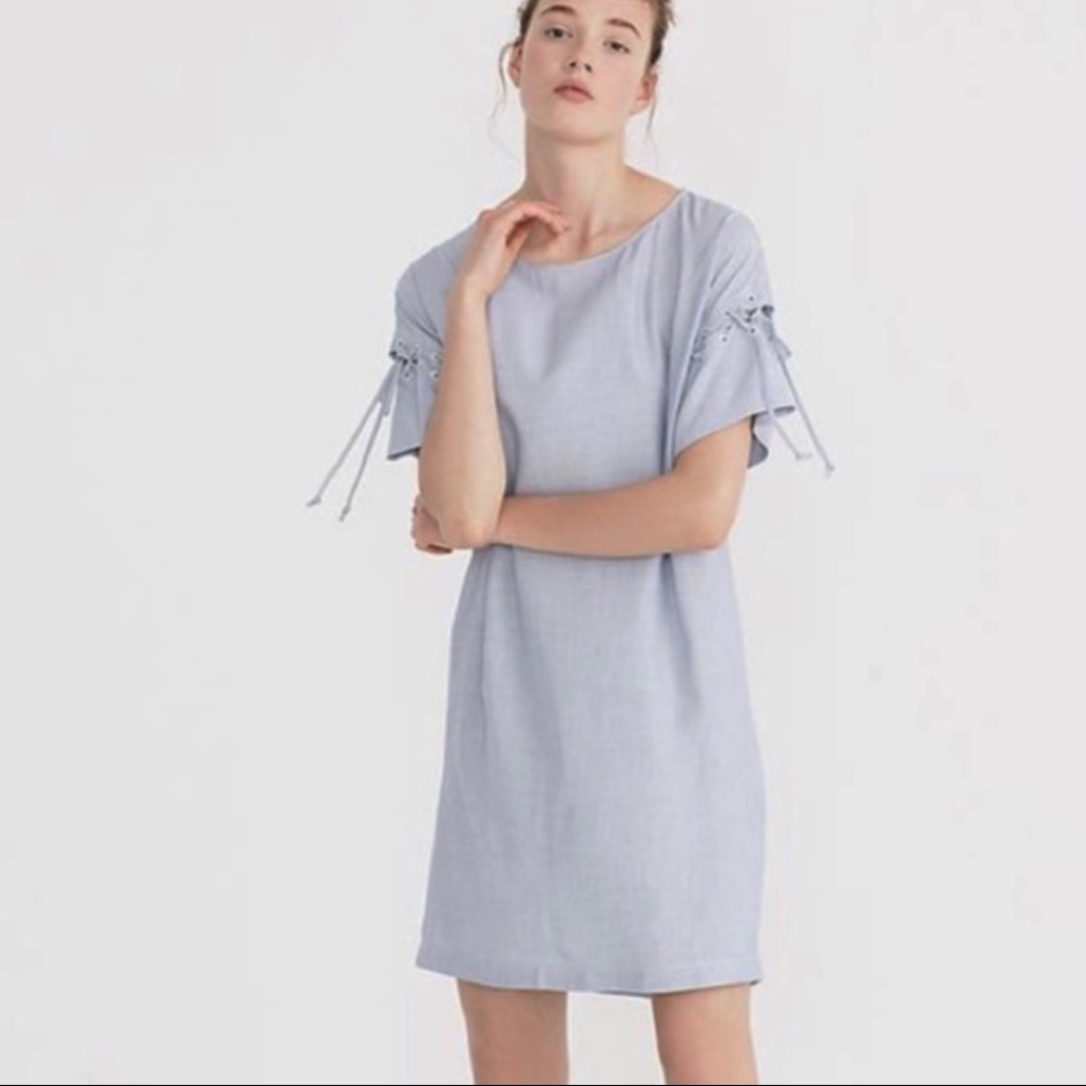 Madewell Striped Laced-Sleeve T-Shirt Style Dress Blue Size Medium